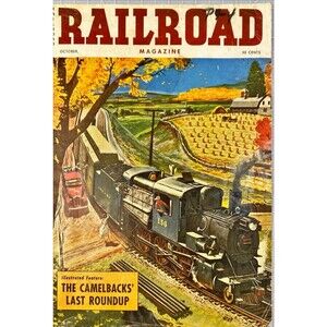 Railroad Magazine Cover Page "Locomotive Painting Scene" Vintage Cover 1954
